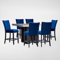 artemis gray marble blue black legs  pc counter height dining room   