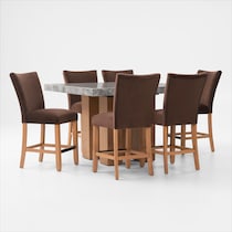 artemis gray marble brown natural legs  pc counter height dining room   