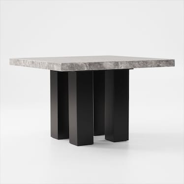 Artemis Marble Counter-Height Dining Table and 4 Upholstered Stools - Gray Marble/Black
