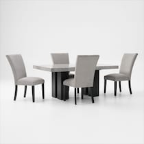 artemis gray marble gray black legs  pc dining room   