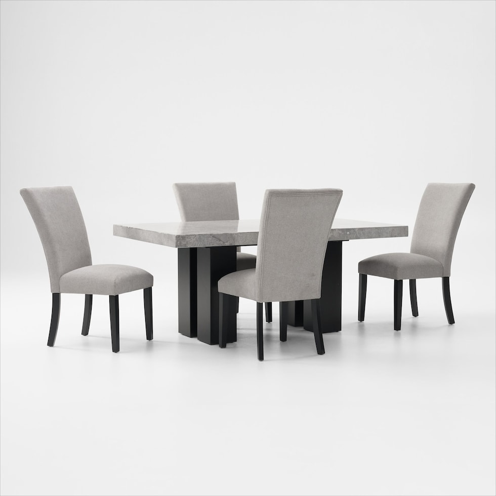 artemis gray marble gray black legs  pc dining room   