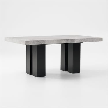 Artemis Marble Dining Table and 4 Upholstered Dining Chairs - Gray Marble/Black