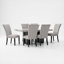artemis gray marble gray black legs  pc dining room   