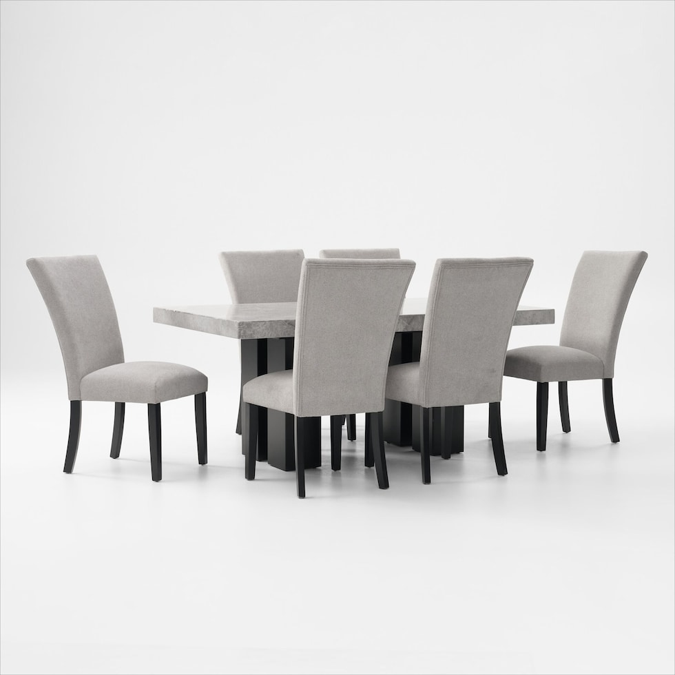 artemis gray marble gray black legs  pc dining room   