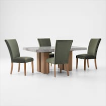 artemis gray marble olive natural legs  pc dining room   