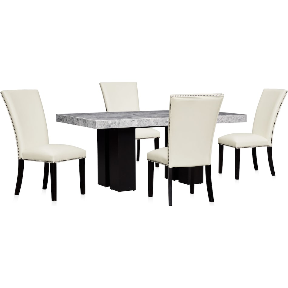 artemis gray marble white  pc dining room   