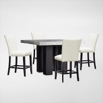 artemis gray marble white black legs  pc counter height dining room   