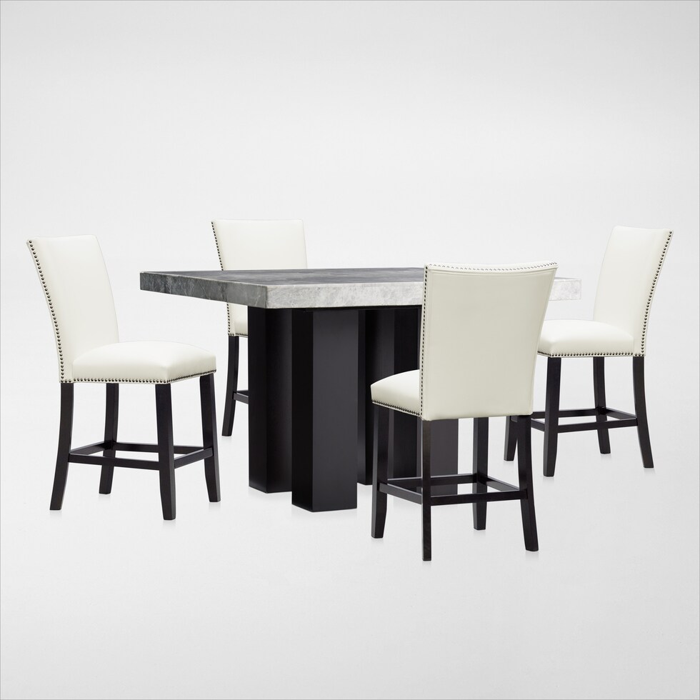 artemis gray marble white black legs  pc counter height dining room   