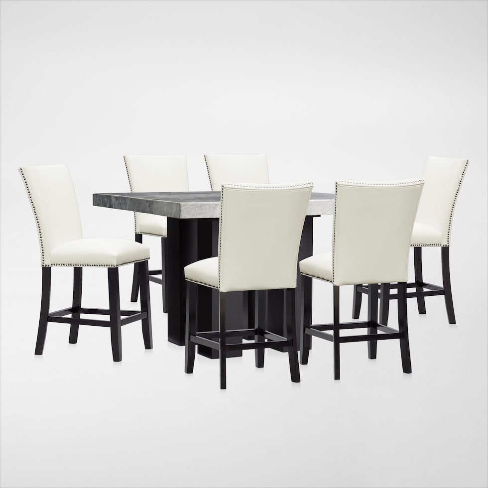 artemis gray marble white black legs  pc counter height dining room   