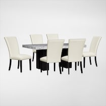 artemis gray marble white black legs  pc dining room   
