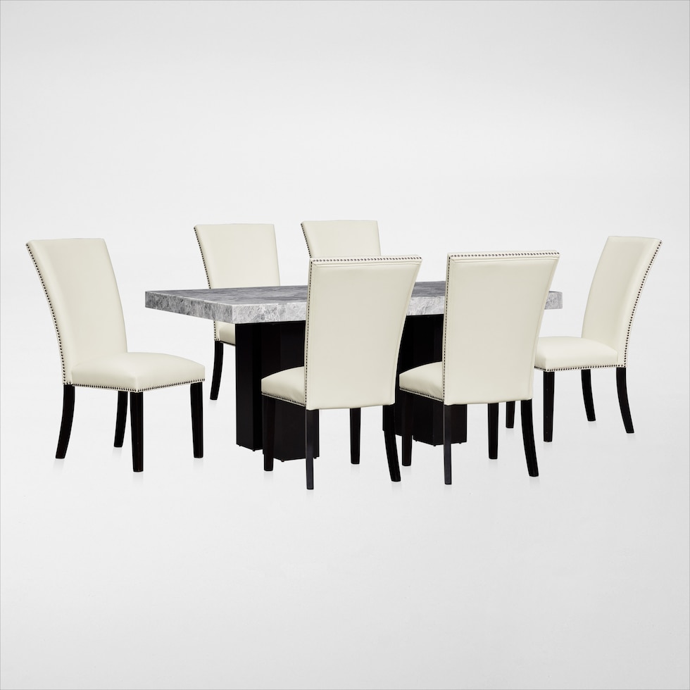 artemis gray marble white black legs  pc dining room   