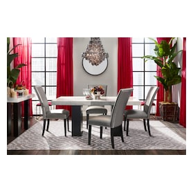 Artemis Marble Dining Table And 4 Upholstered Dining Chairs American Signature Furniture