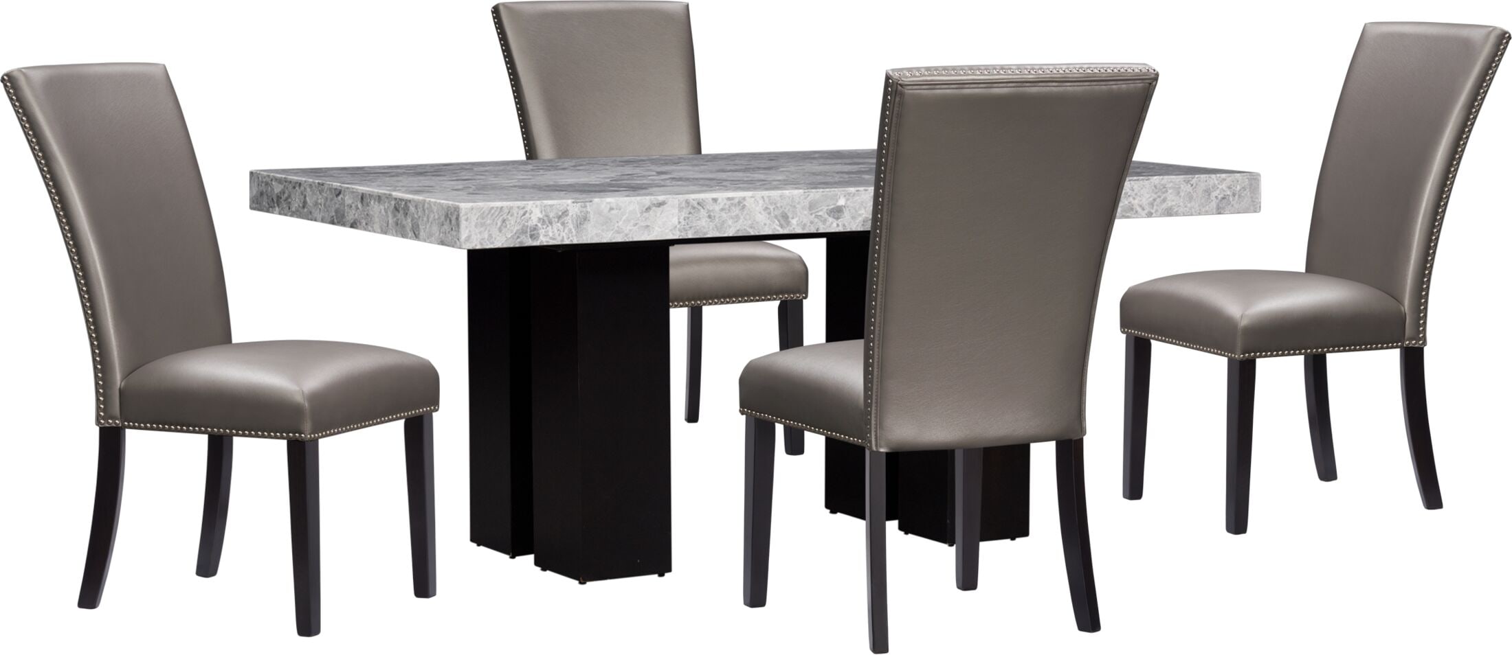 Artemis Marble Dining Table and 4 Upholstered Dining Chairs | American ...