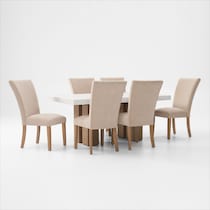artemis white marble beige natural legs  pc dining room   