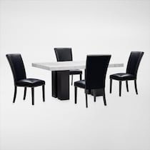 artemis white marble black black legs  pc dining room   