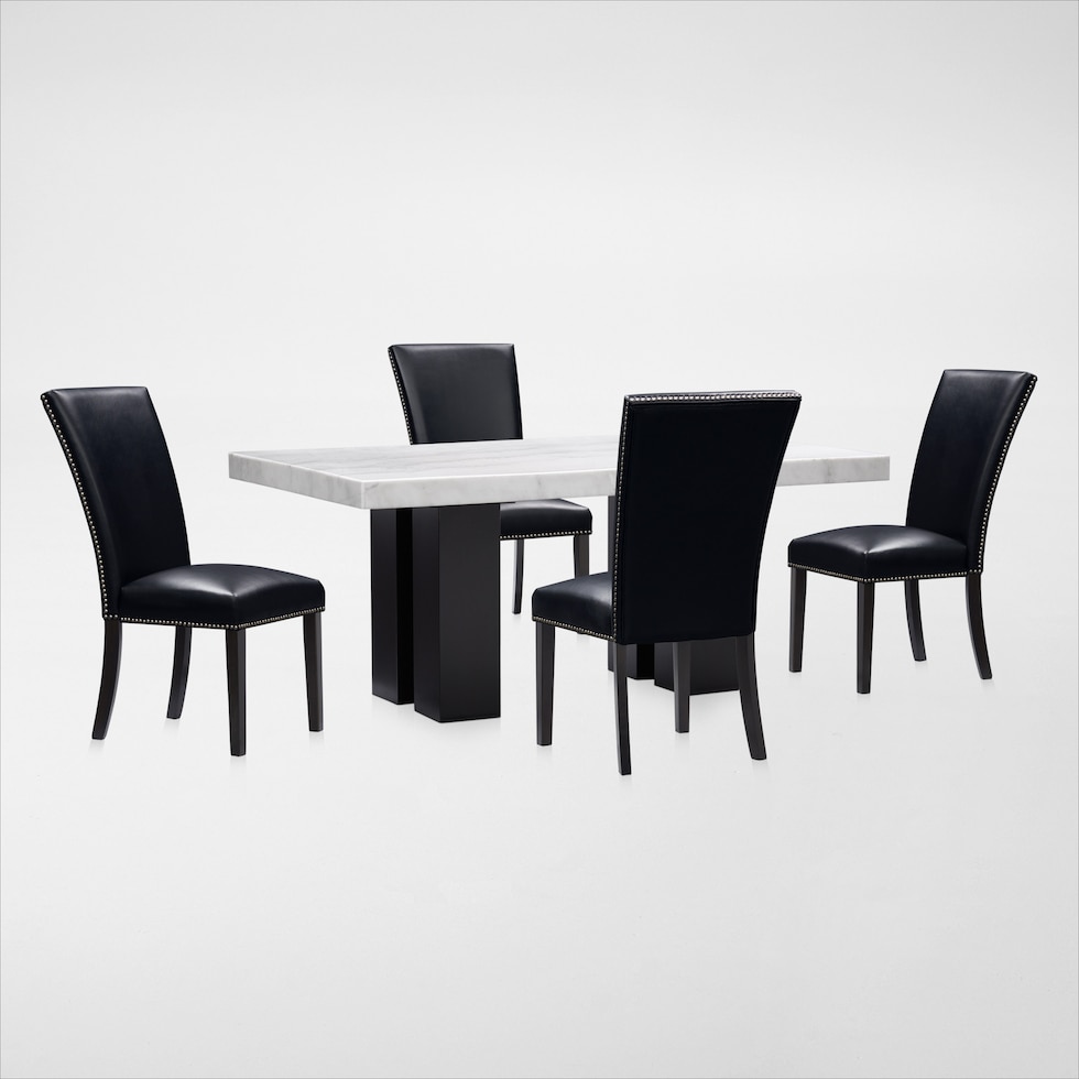 artemis white marble black black legs  pc dining room   