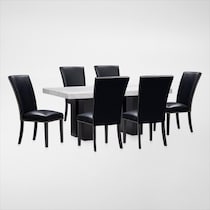 artemis white marble black black legs  pc dining room   