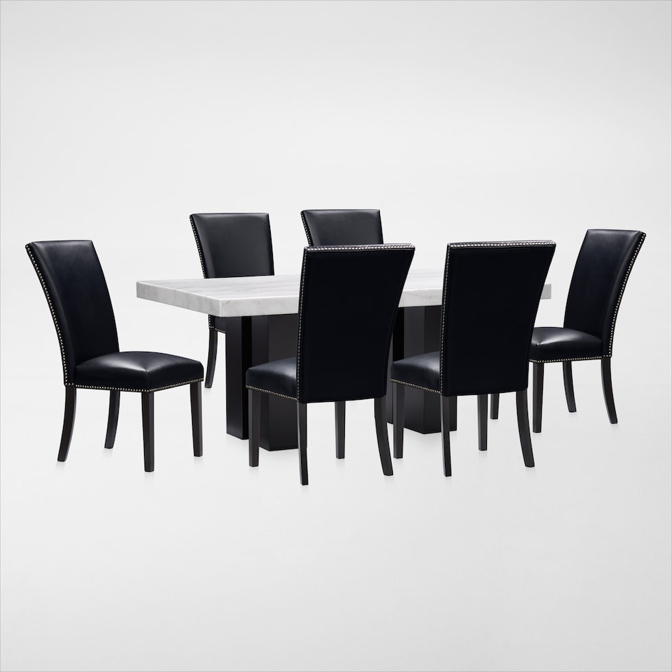 artemis white marble black black legs  pc dining room   