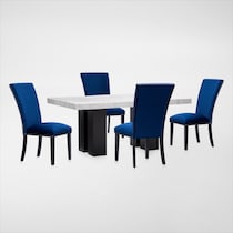 artemis white marble blue black legs  pc dining room   