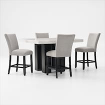 artemis white marble gray black legs  pc counter height dining room   