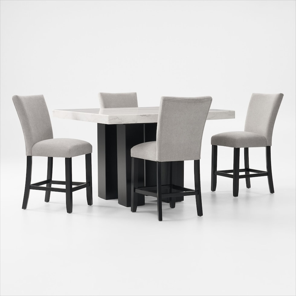 artemis white marble gray black legs  pc counter height dining room   