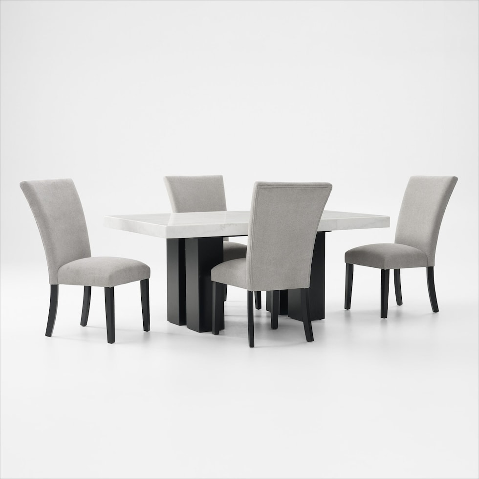 artemis white marble gray black legs  pc dining room   