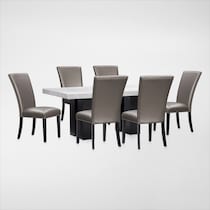 artemis white marble gray black legs  pc dining room   