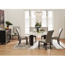 artemis white marble gray black legs  pc dining room   