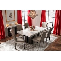 artemis white marble gray black legs  pc dining room   