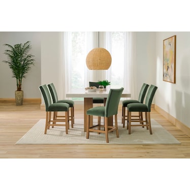 Artemis Square Marble Counter-Height Dining Table - White Marble/Natural