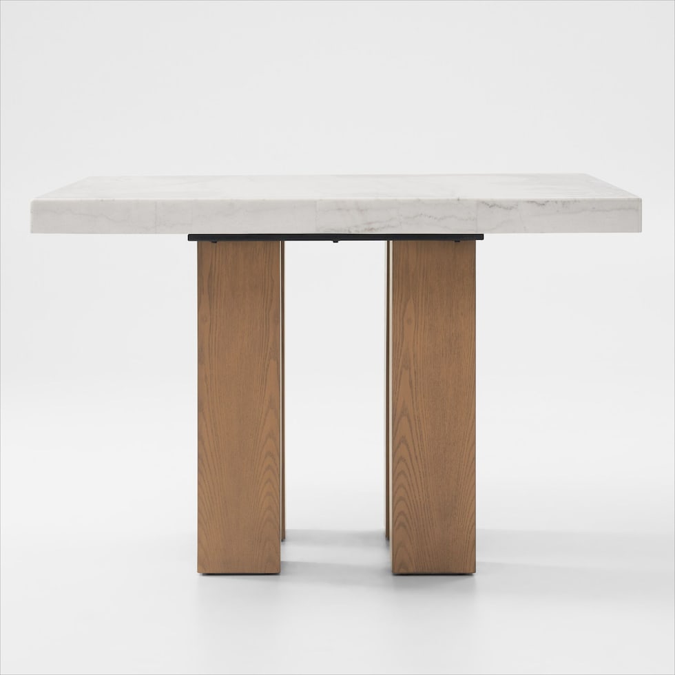 artemis white marble natural legs counter height dining table   
