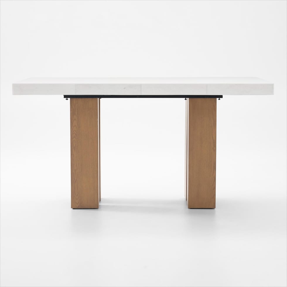 artemis white marble natural legs counter height dining table   