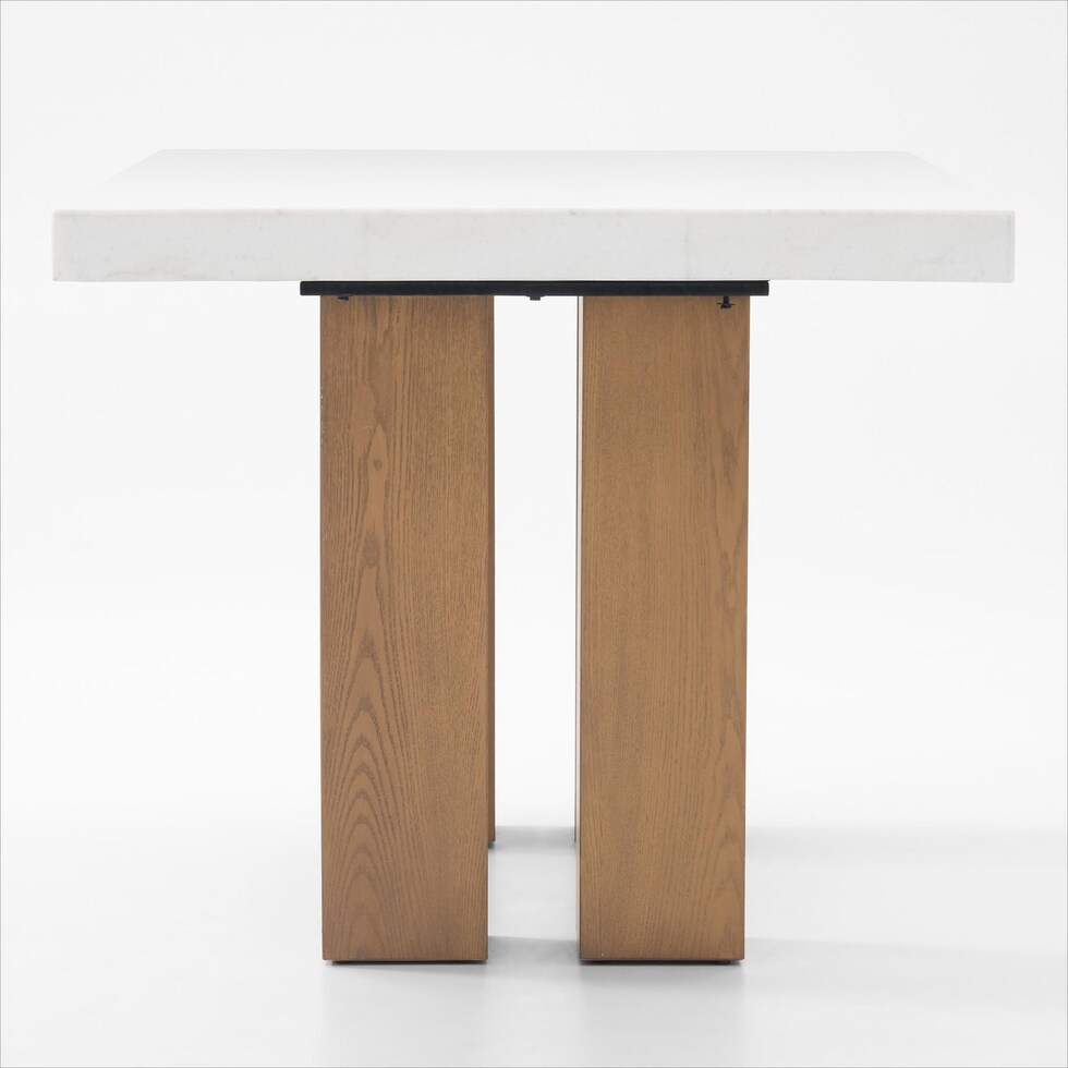 artemis white marble natural legs counter height dining table   