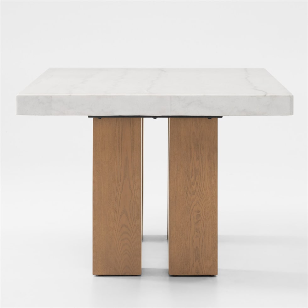 artemis white marble natural legs dining table   