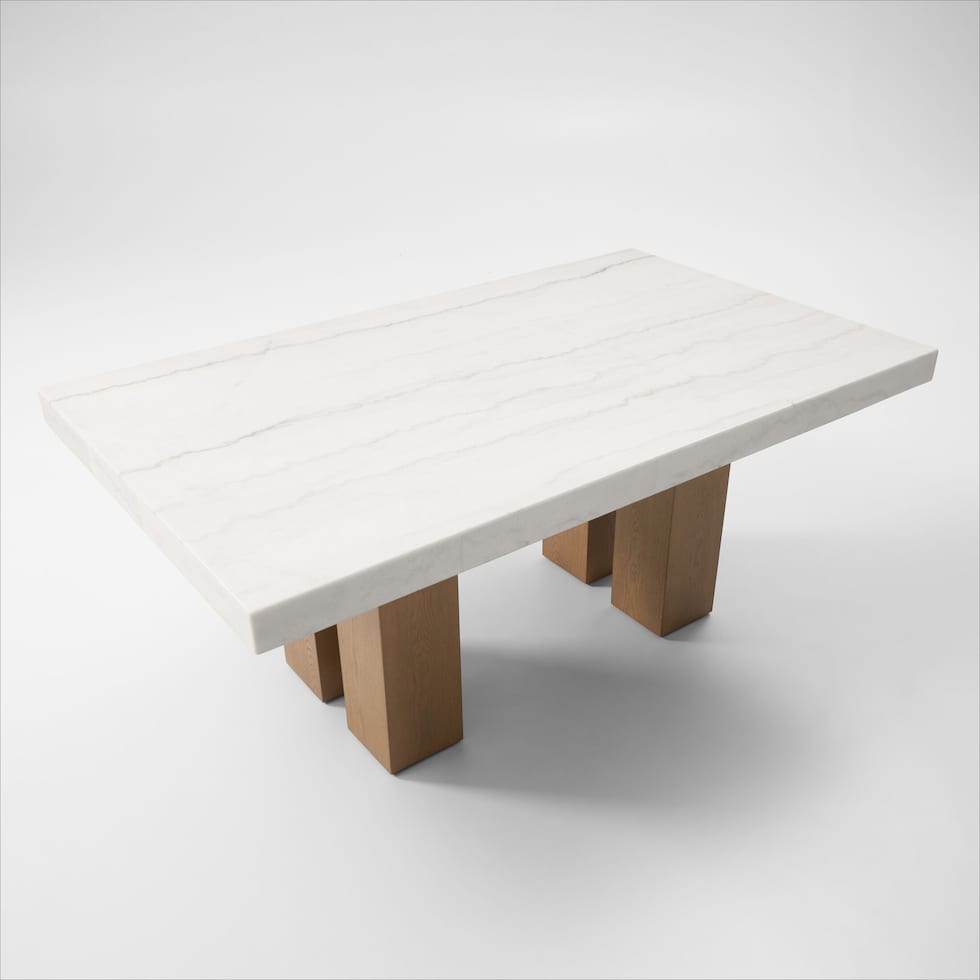 artemis white marble natural legs dining table   