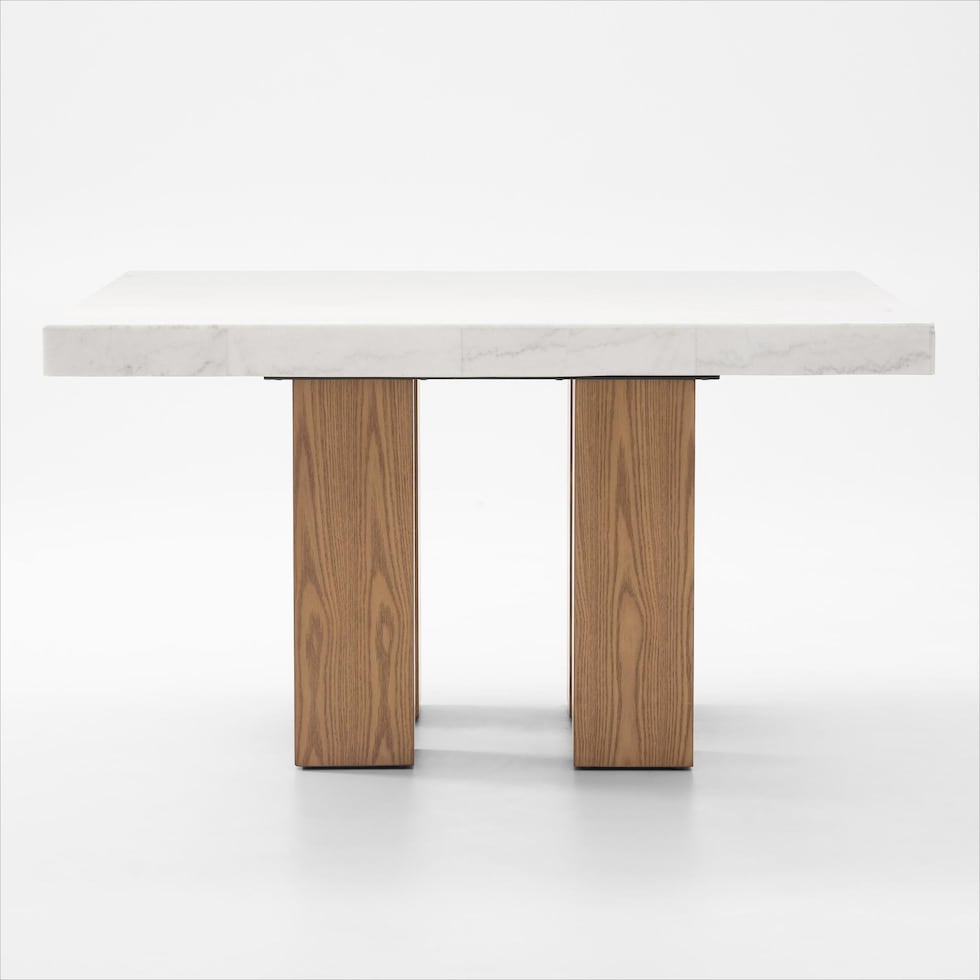 artemis white marble natural legs dining table   