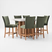 artemis white marble olive natural legs  pc counter height dining room   
