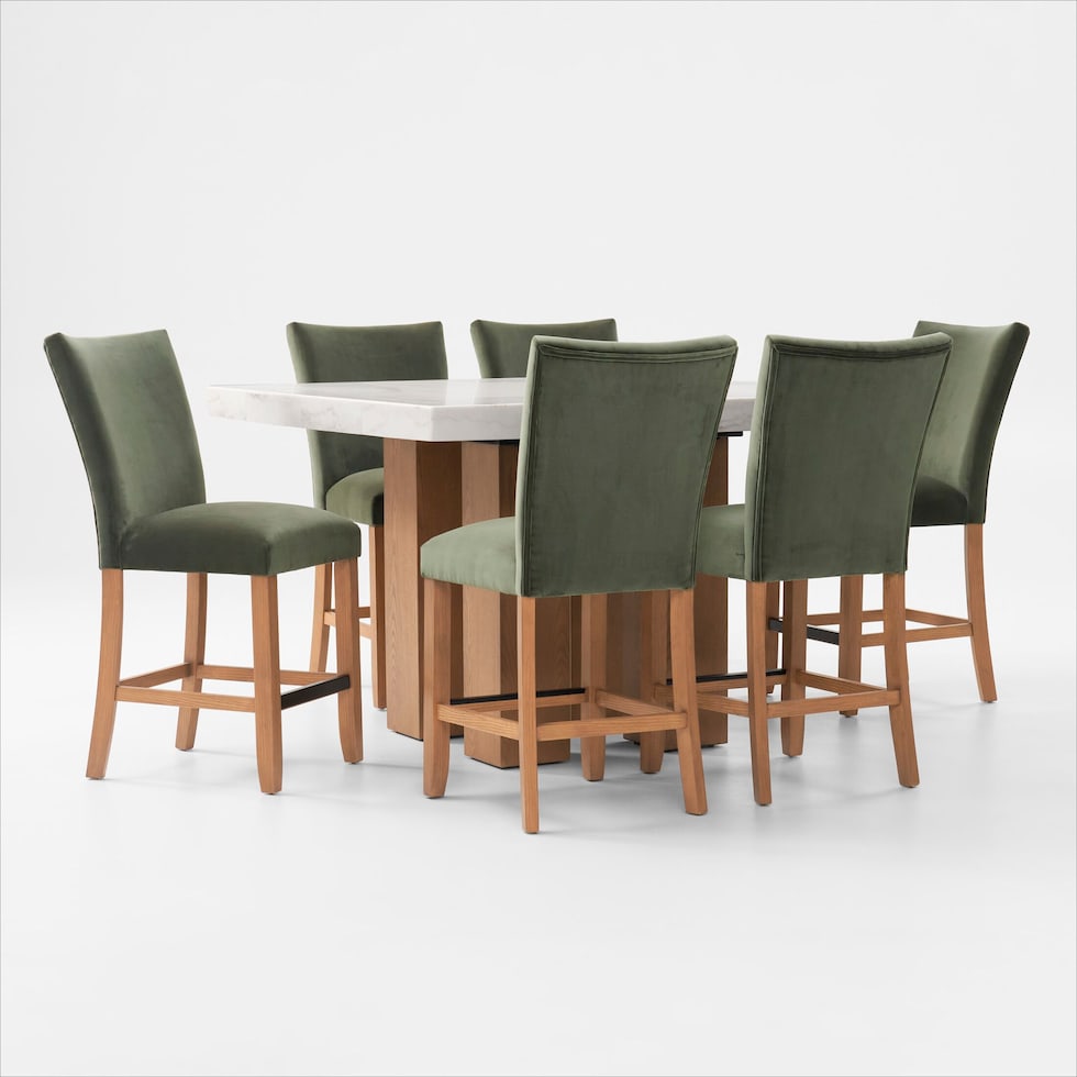 artemis white marble olive natural legs  pc counter height dining room   