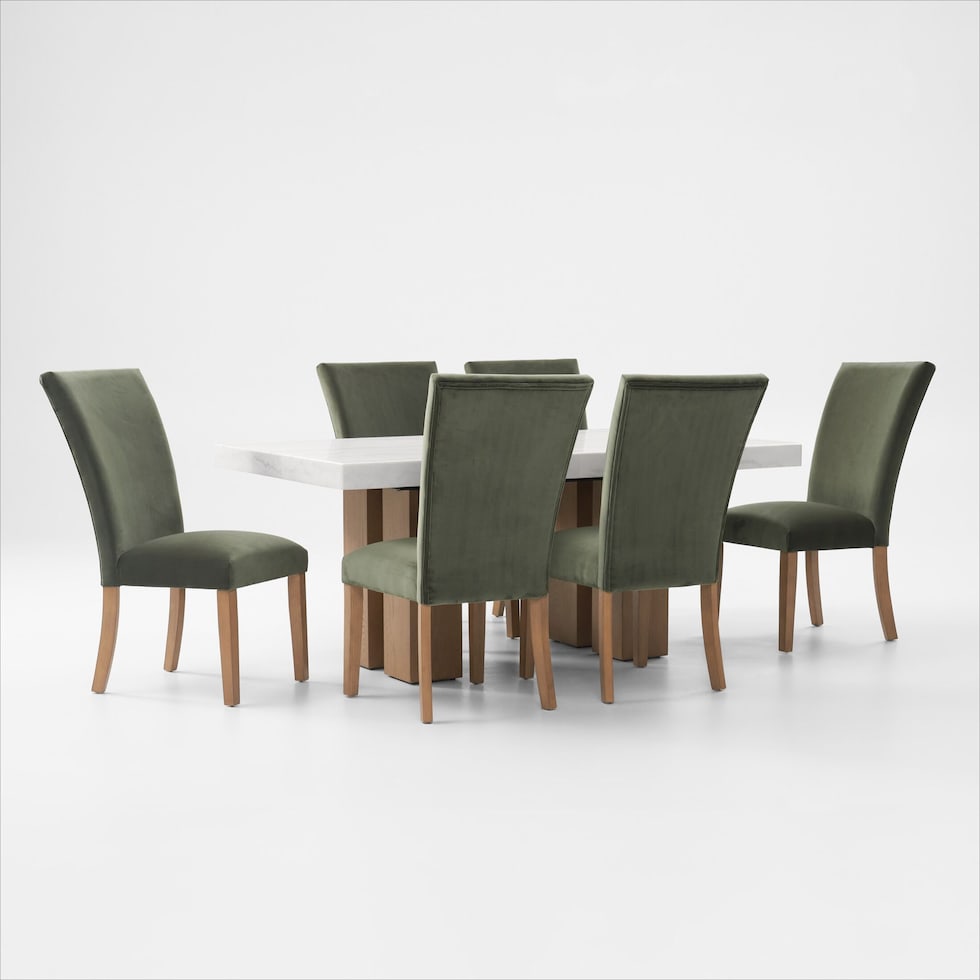 artemis white marble olive natural legs  pc dining room   