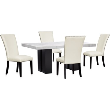 Artemis Marble Dining Table and 4 Chairs - White