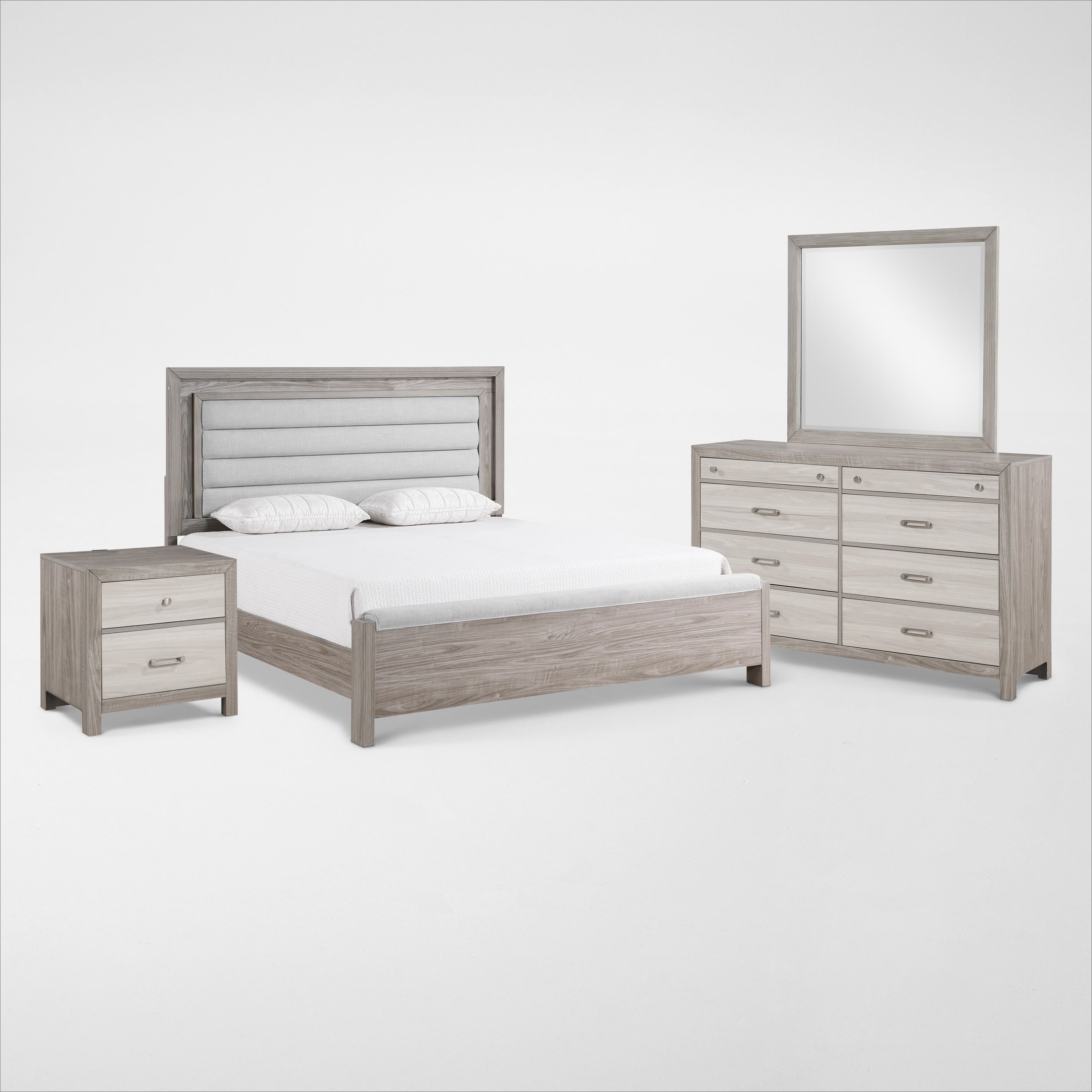 Asher 6-Piece Bedroom Set with Dresser, Mirror and Nightstand with USB ...