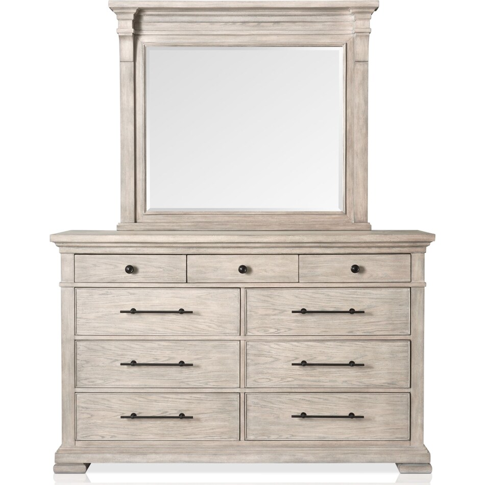 Asheville 5Piece Queen Panel Bedroom Set with Dresser and Mirror