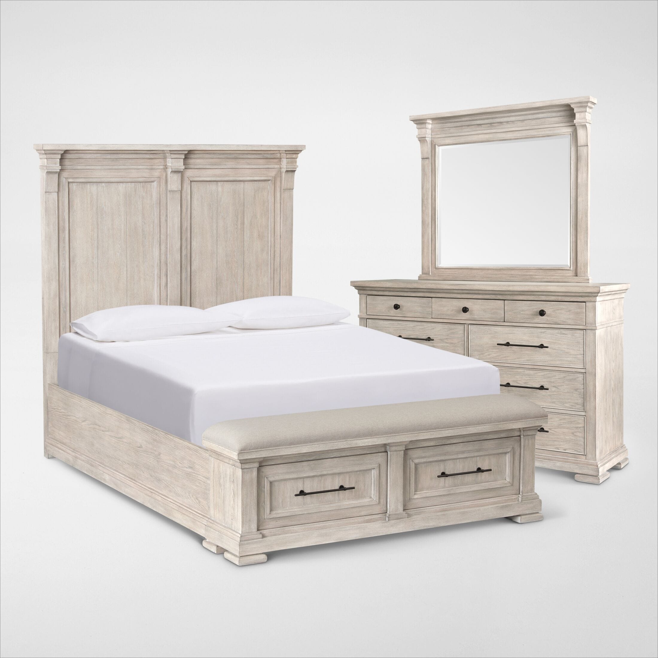 Asheville 5-Piece Storage Bedroom Set with Dresser and Mirror