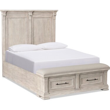 Asheville 6-Piece Queen Storage Bedroom Set with Dresser, Mirror, and Charging Nightstand - Sandston