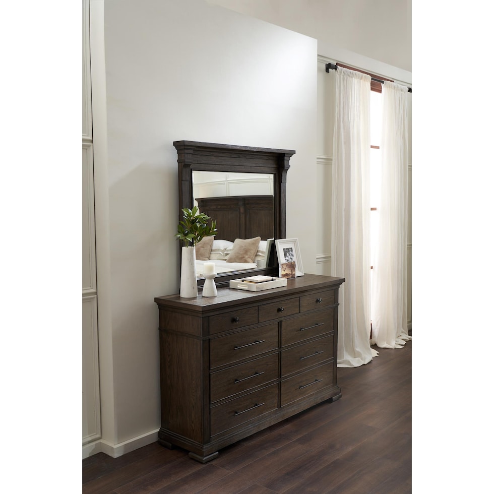 asheville bedroom tobacco dresser and mirror   