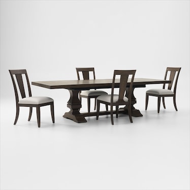 Asheville Rectangle Extendable Dining Table with 4 Splat-Back Side Chairs