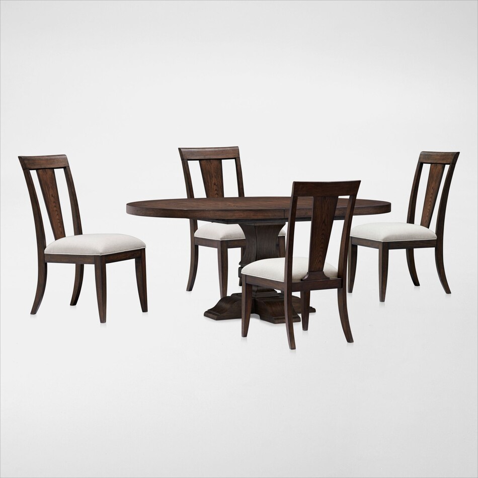 Asheville Round Extendable Dining Table with 4 SplatBack Side Chairs