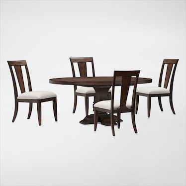Asheville Round Extendable Dining Table with 4 Splat-Back Side Chairs