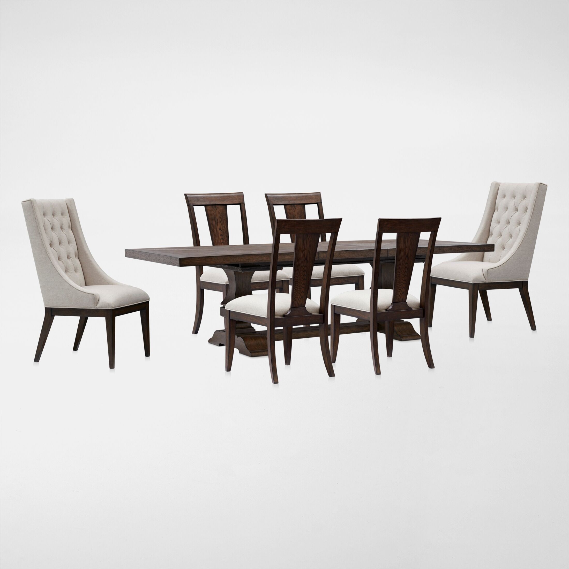Asheville Rectangle Extendable Dining Table with 4 SplatBack Side