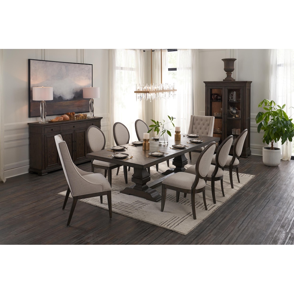 asheville dining dark brown  pc dining room   